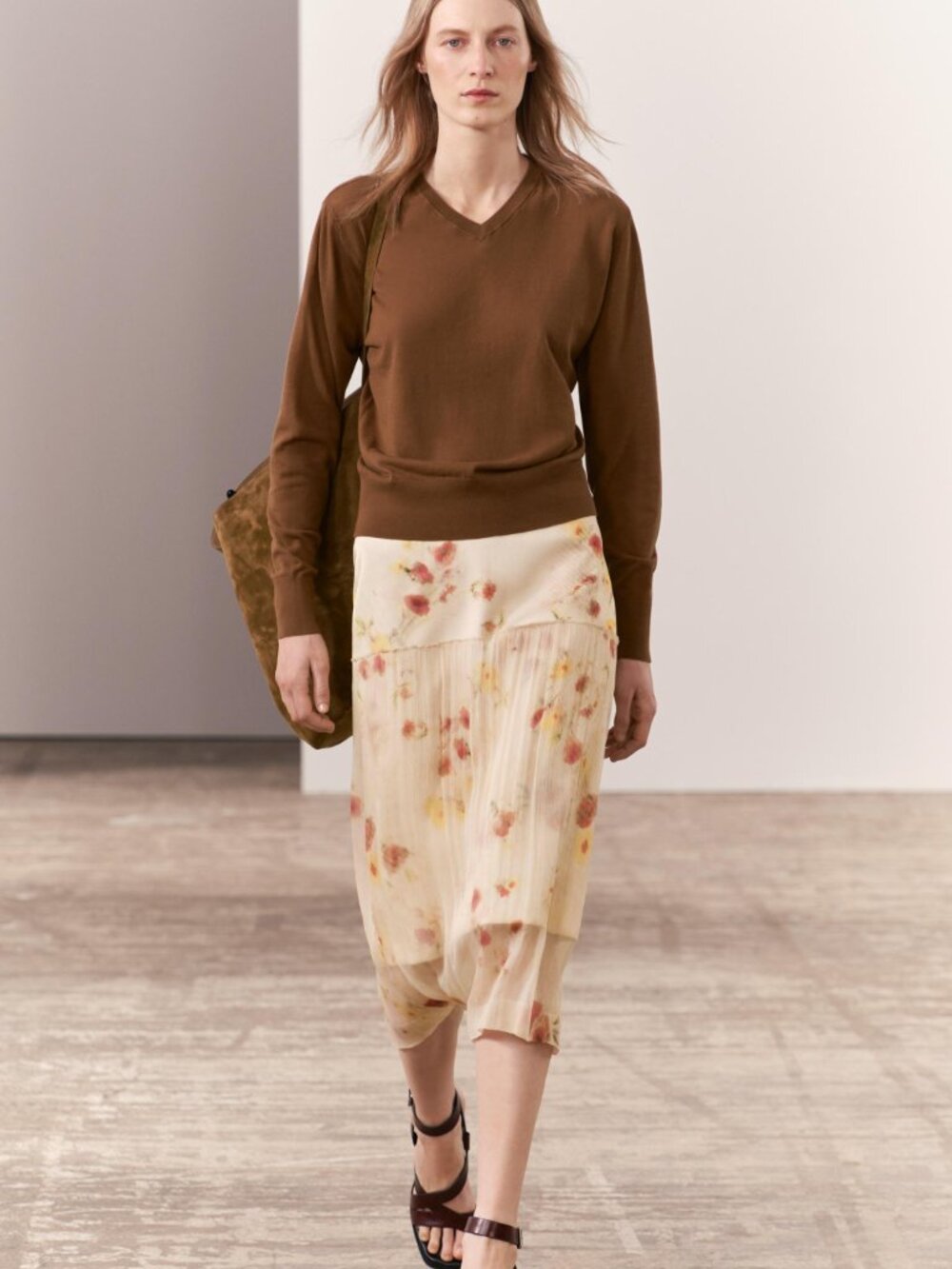 Zara ZW Collection Floral Midi Skirt Size XL NEW